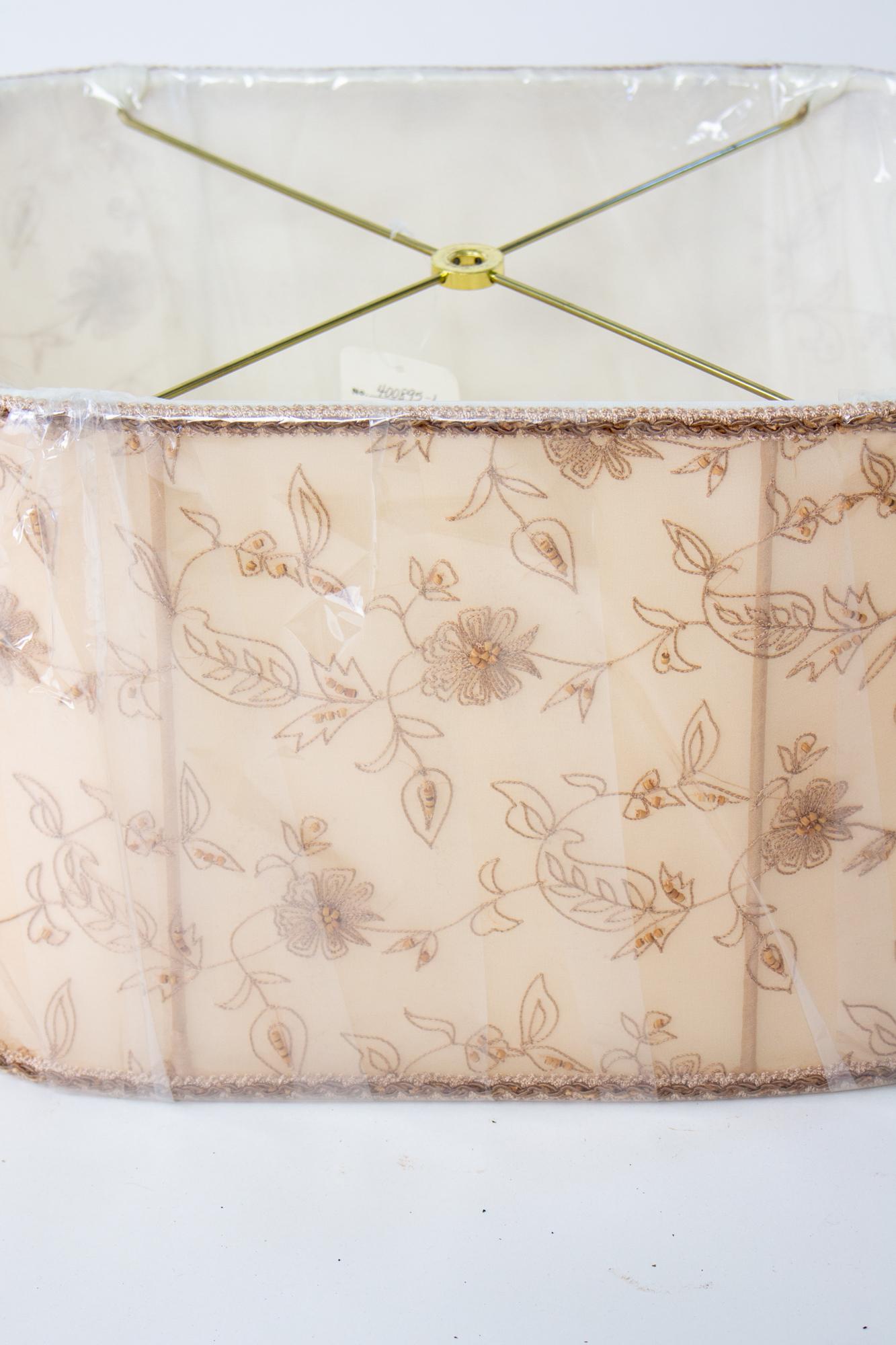 Revival Handmade Embroidered Silk Oval Drum Lampshade For Sale