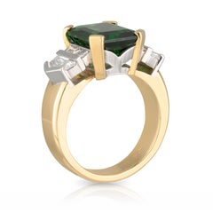 Handmade 18ct Gold Chrome Tourmaline & Diamond Geometric Art Deco Ring