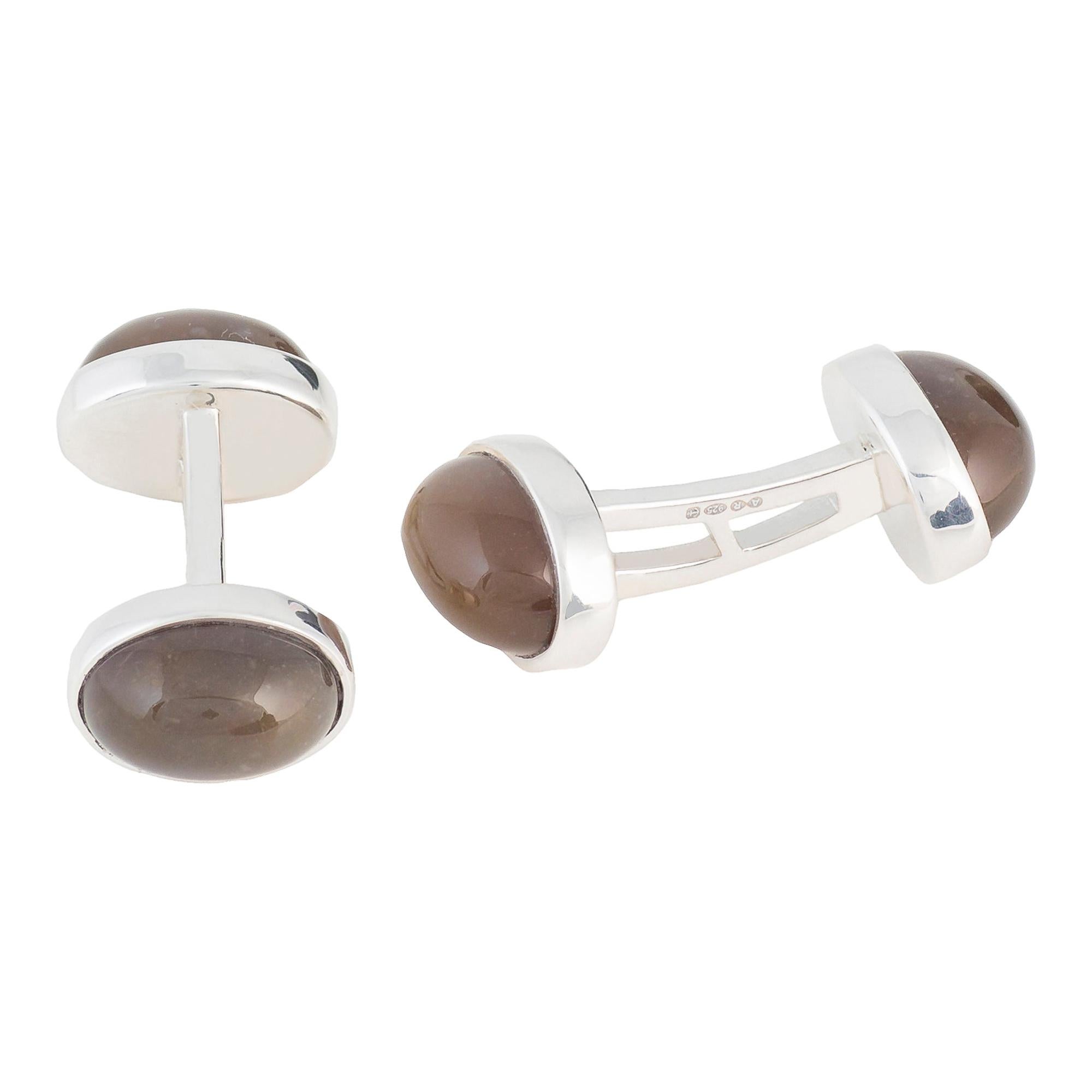Handmade English Flint and Sterling Silver Cufflinks For Sale