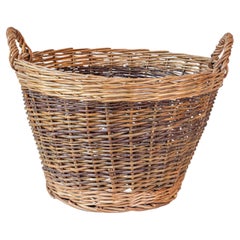 Handmade English Two Toned Wicker Baskets from Devon with Double Handles