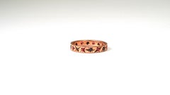 Handmade Engraved Ring with Pink Sapphire and Black Diamond