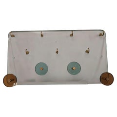 Handmade Entryway Coat Rack & Key Organizer on Crystal Glass Pannel, Italy 1970s