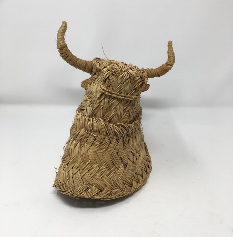Handmade Esparto Grass Wall Mount Bulls Head at 1stDibs