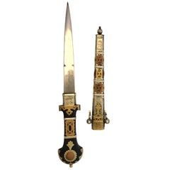 Handmade Etched Moroccan Dagger Knife Ebony Silver Ornamental Collectible Weapon