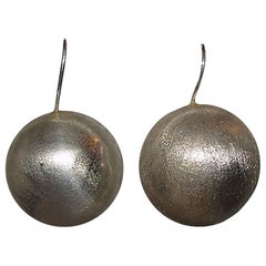 Vintage Handmade Etched Sterling Ball Drop Earrings