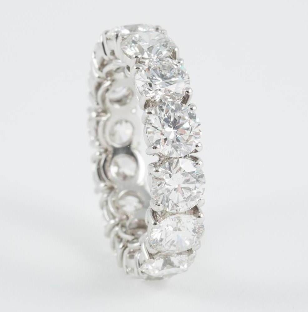 Round Cut Handmade Ethical Full Diamond Eternity Ring in Platinum c7.50 Carat For Sale