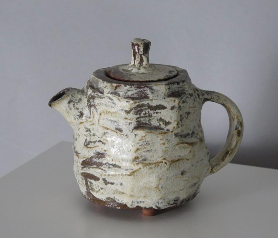 Handmade Faceted Stoneware Tea Set For Sale 1