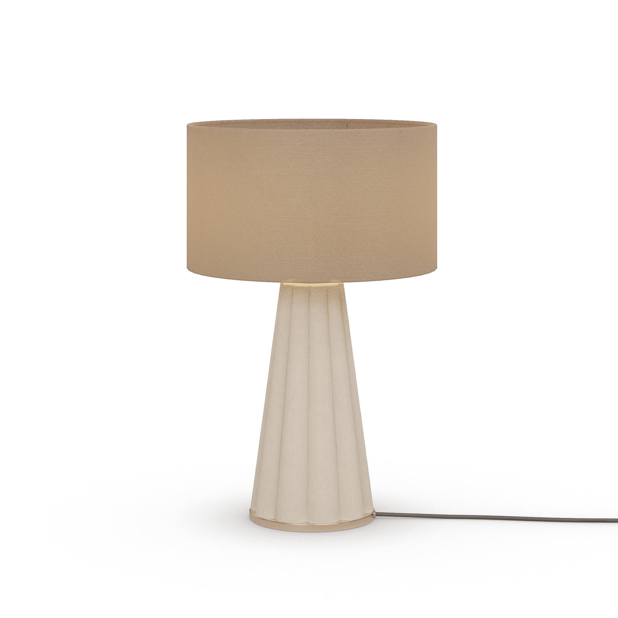 Handmade Filp Table Lamp in Fluted Plaster with Brass Accents by Nolita Harbour Portugués en venta