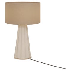 Handmade Filp Table Lamp in Fluted Plaster with Brass Accents by Nolita Harbour
