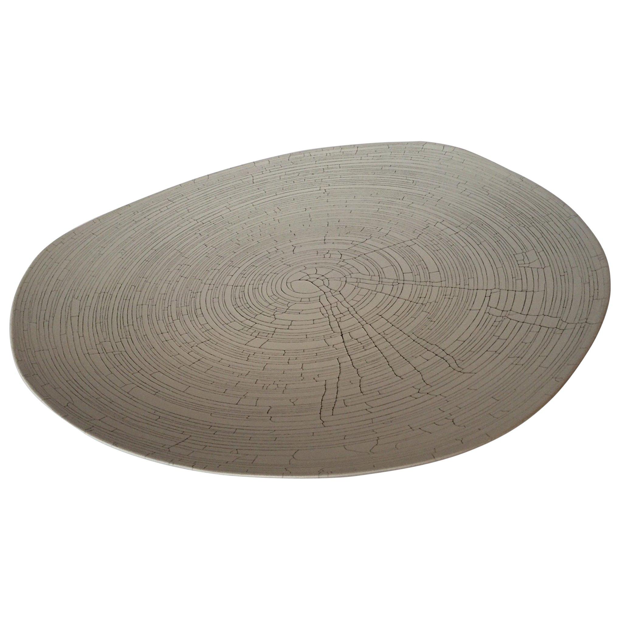 Handmade Fine Ceramic Grey Birch Motif Platter, Italy, Contemporary In New Condition In New York, NY