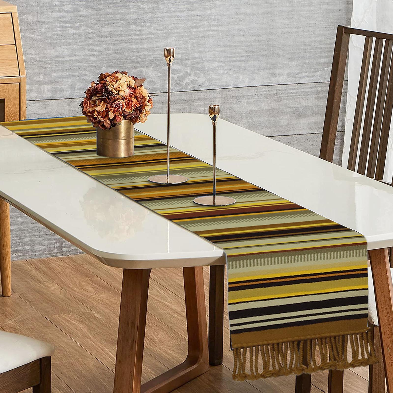 Handmade Finnish Raanu Mid-Century table runner, 1960s

This beautiful hand-woven table runner is made of wool, traditional Finnish crafts .
Wonderful colors like a beautiful autumn day, in shades of yellow, green, brown.
Each side finished with