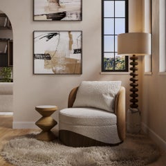 Handmade Fiona Side Table in Varnished Oak & Alpinina Marble by Nolita Harbour