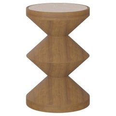 Handmade Fiona Side Table in Varnished Oak & Alpinina Marble by Nolita Harbour