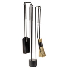 Handmade Fire Tool Set - 3 Pieces (Schürhaken, Schaufel, Besen und Stand)