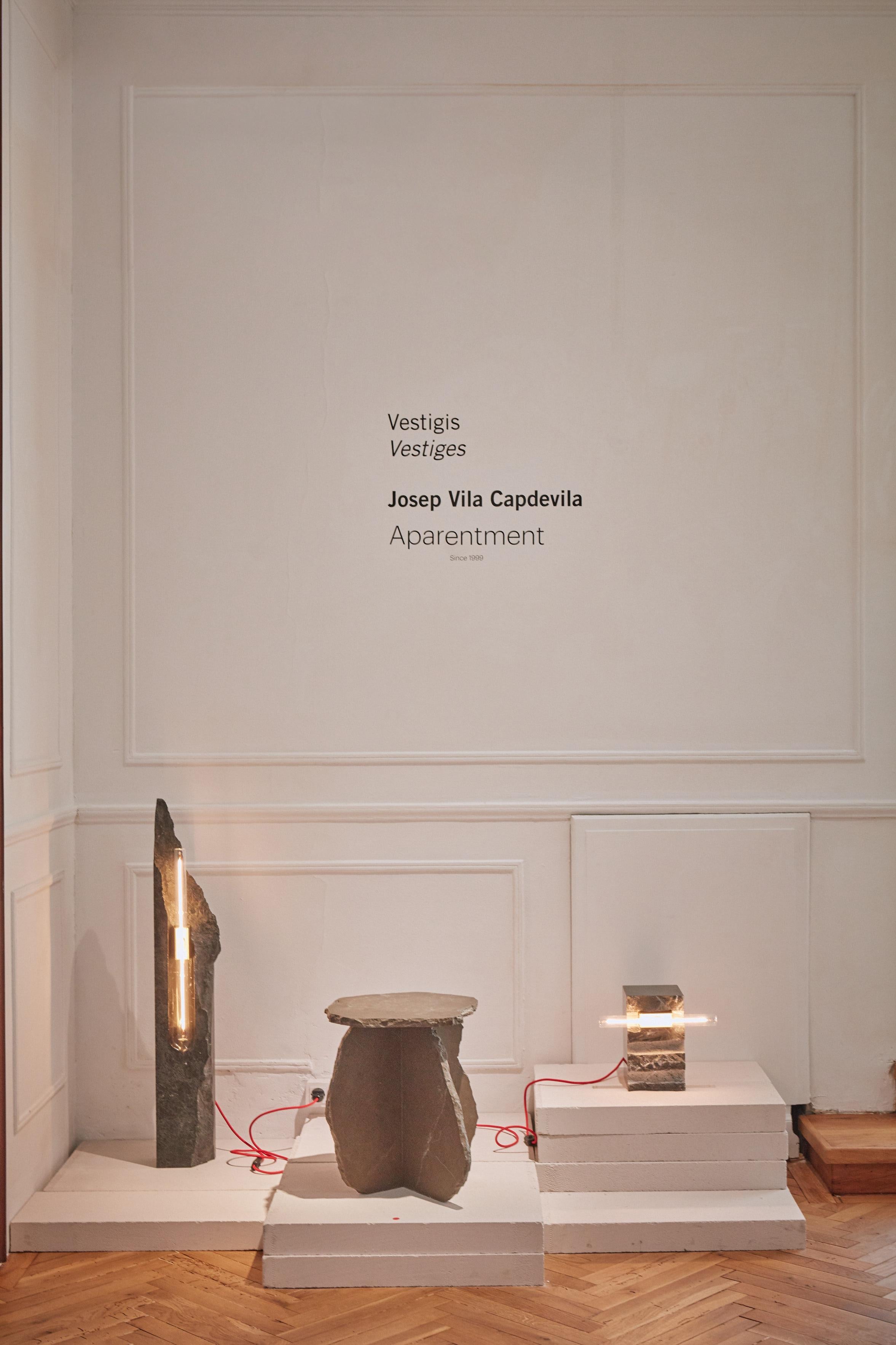 Handmade Floor Lamp in Black Marquina Marble by Josep Vila Capdevila, Vestige Sm In New Condition For Sale In Barcelona, ES