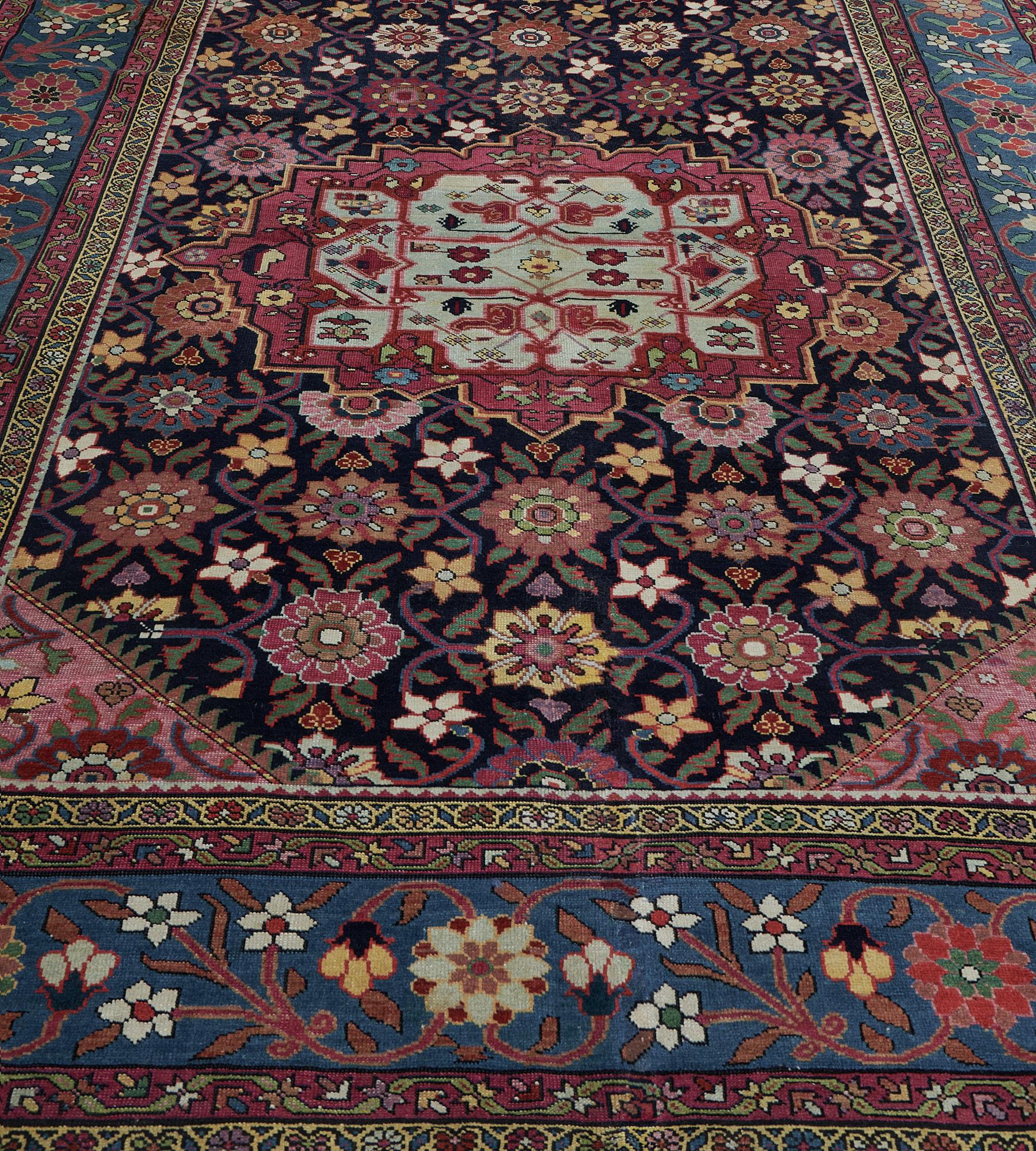 Handmade Floral Antique Caucasian Karabagh Rug In Good Condition For Sale In West Hollywood, CA