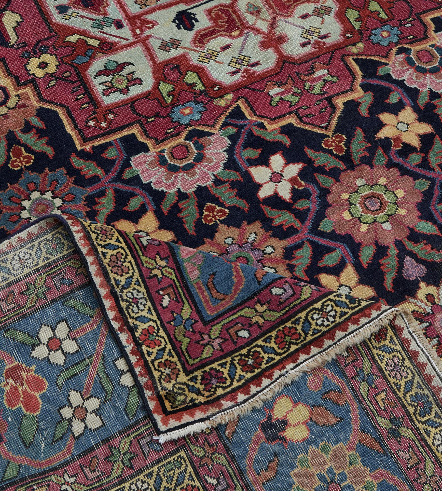 Handmade Floral Antique Caucasian Karabagh Rug For Sale 3