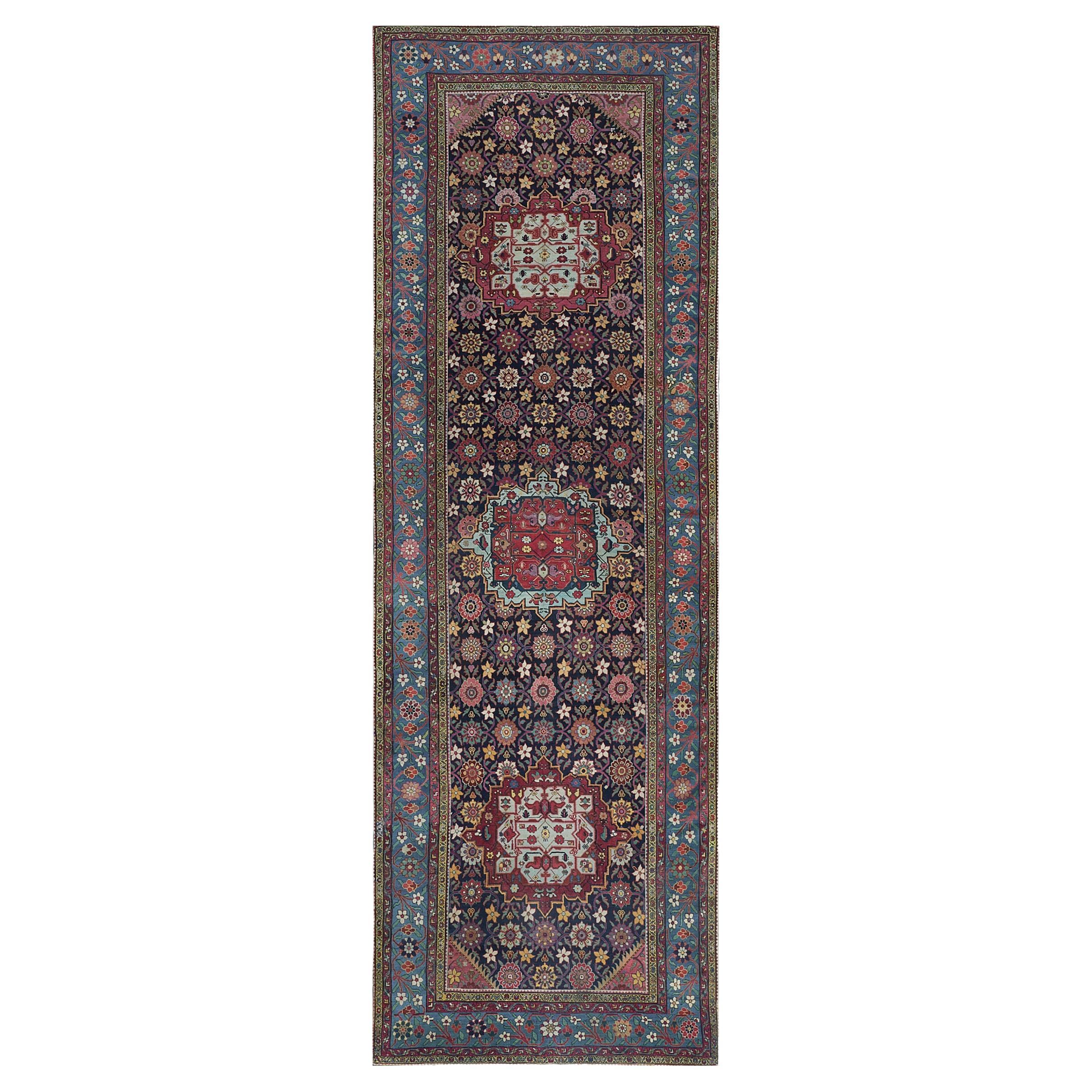 Handmade Floral Antique Caucasian Karabagh Rug For Sale