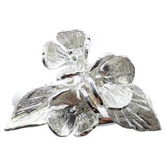 Handmade Floral Bypass Ring Sterling Silver 925 - Japanese Artisan Craftsmanship