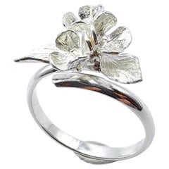 Handmade Floral Bypass Ring Sterling Silver 925 - Japanese Artisan Craftsmanship