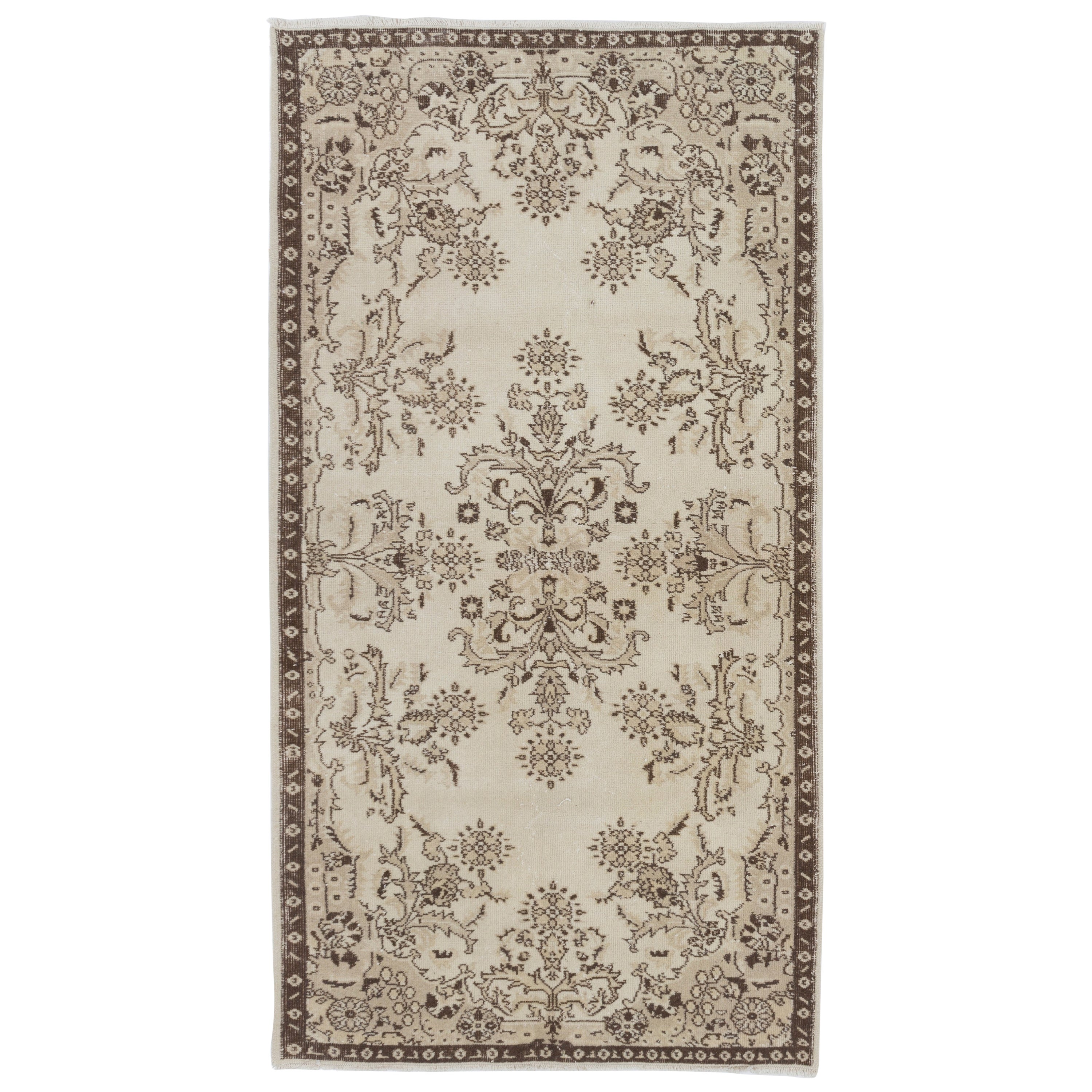 4x7.3 Ft handgefertigte florale Garten Design verblasst Akzent Teppich, Vintage neutral Teppich
