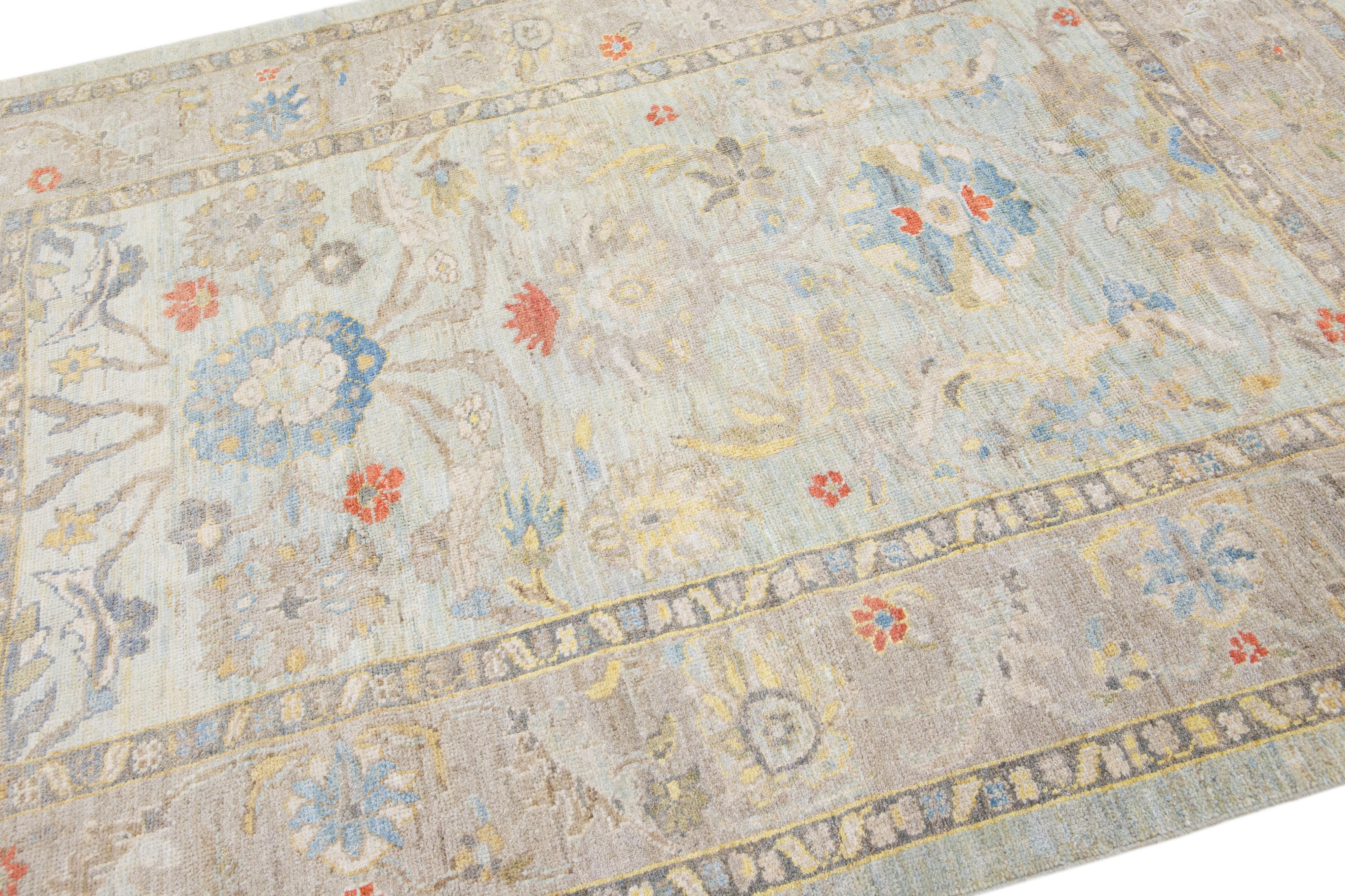Hand-Knotted Handmade Floral Modern Sultanabad Persian Wool Rug For Sale