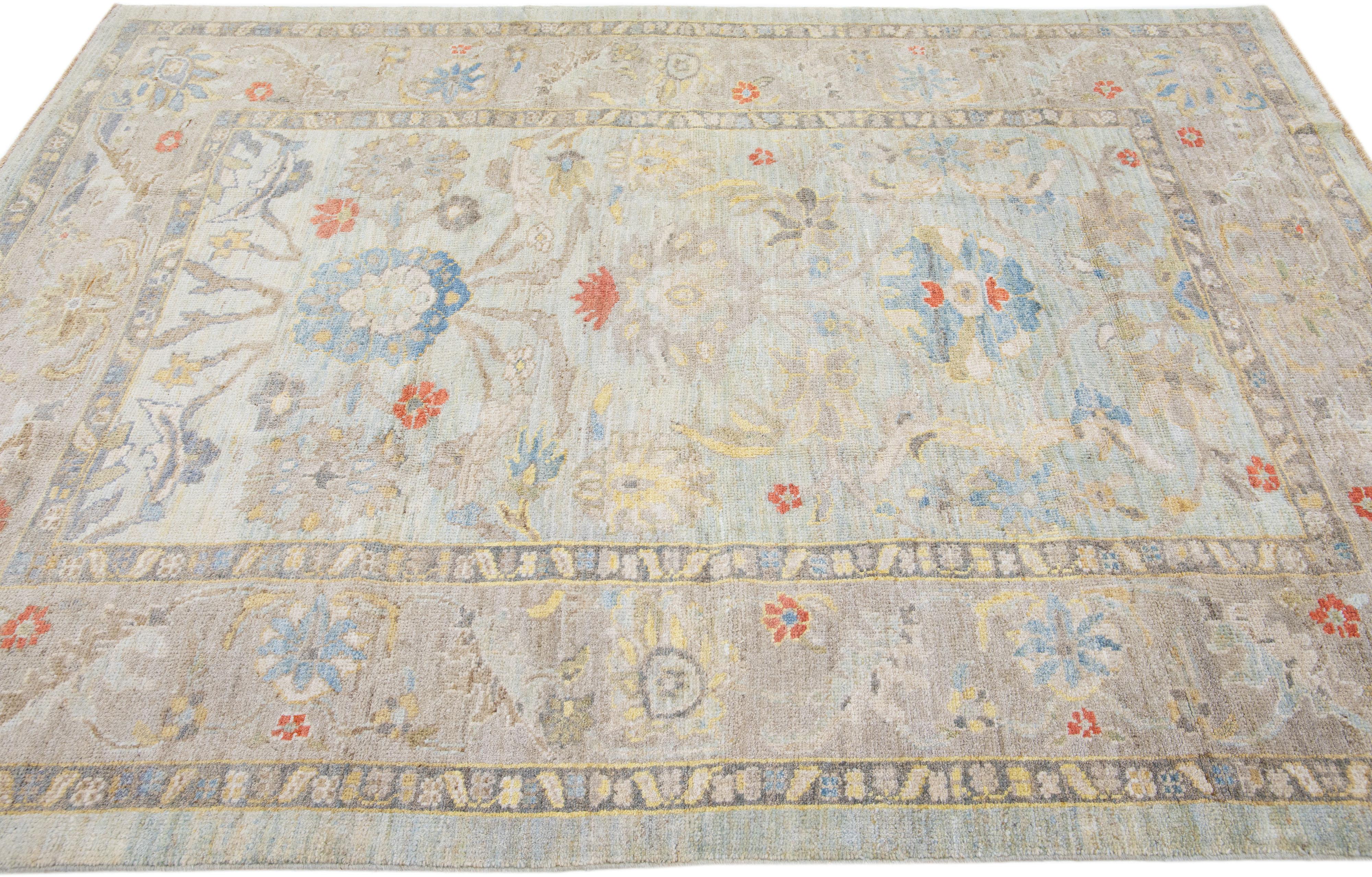 Handmade Floral Modern Sultanabad Persian Wool Rug In New Condition For Sale In Norwalk, CT