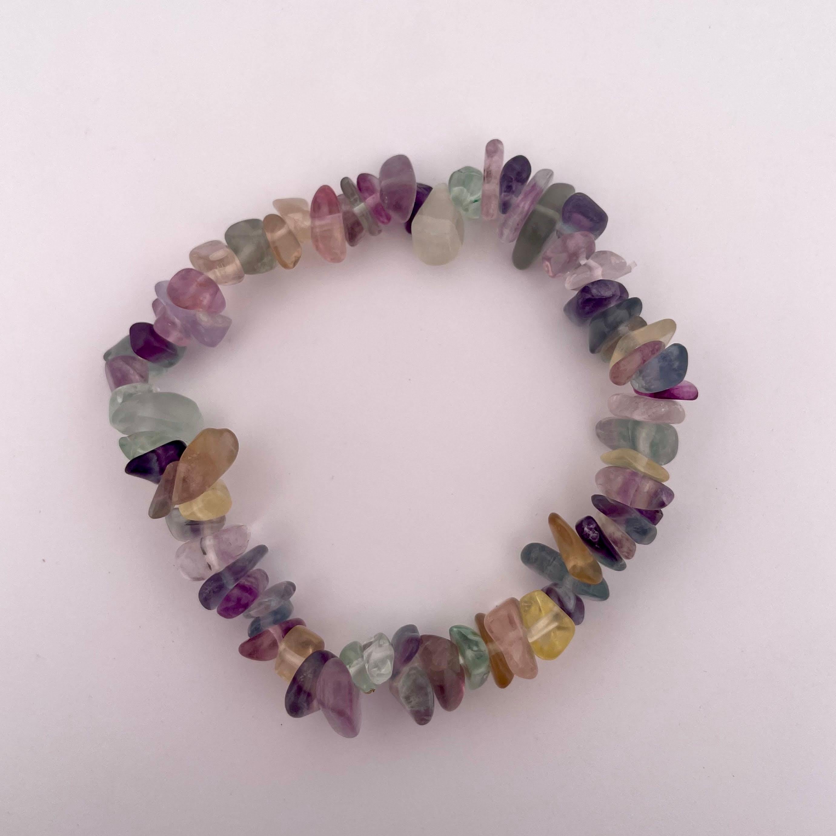 Grezzo Bracciale fatto a mano con perline di pietra fluorite a misura libera dal Pakistan in vendita