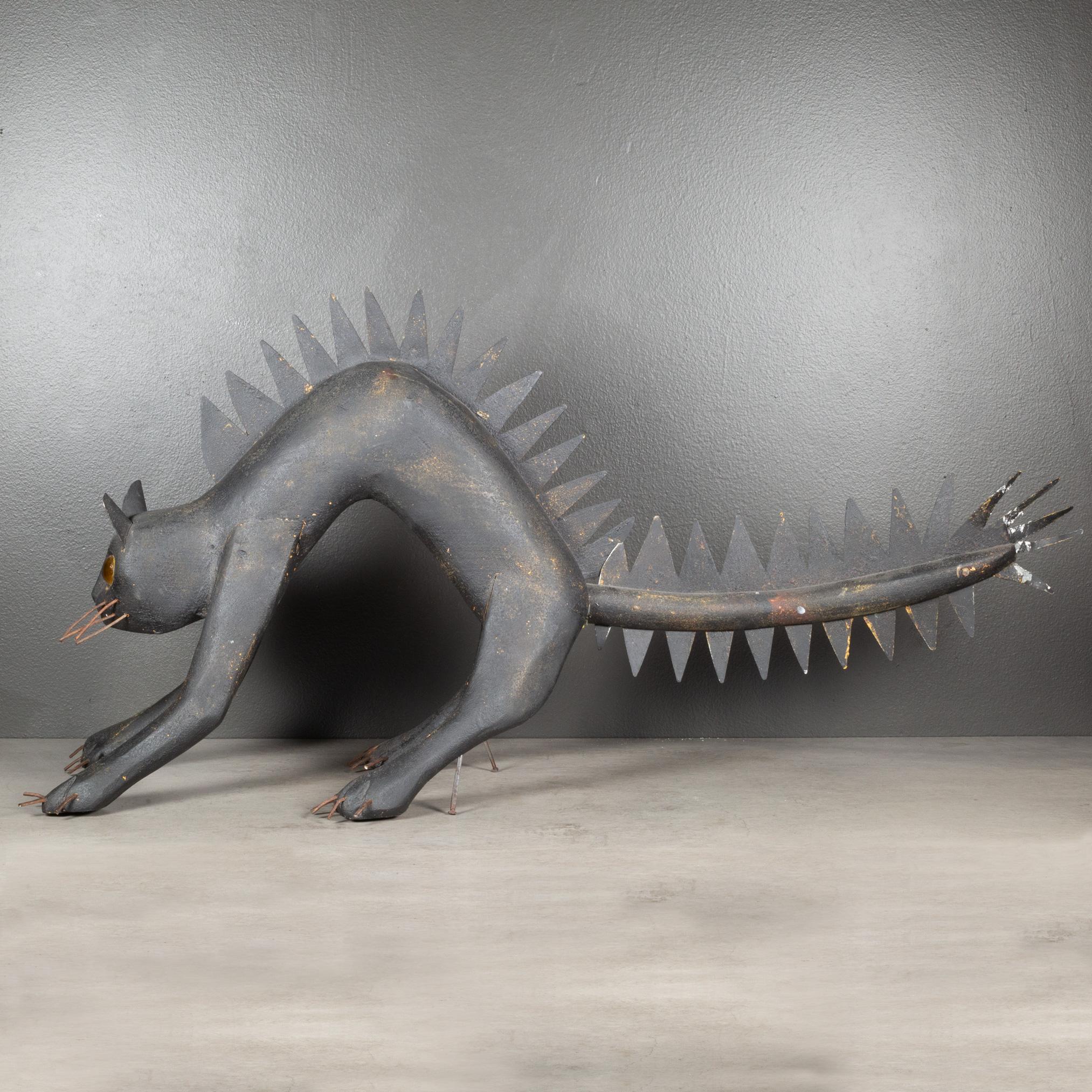 Metal Handmade Folk Art Cat Sculpture c.1940-1960