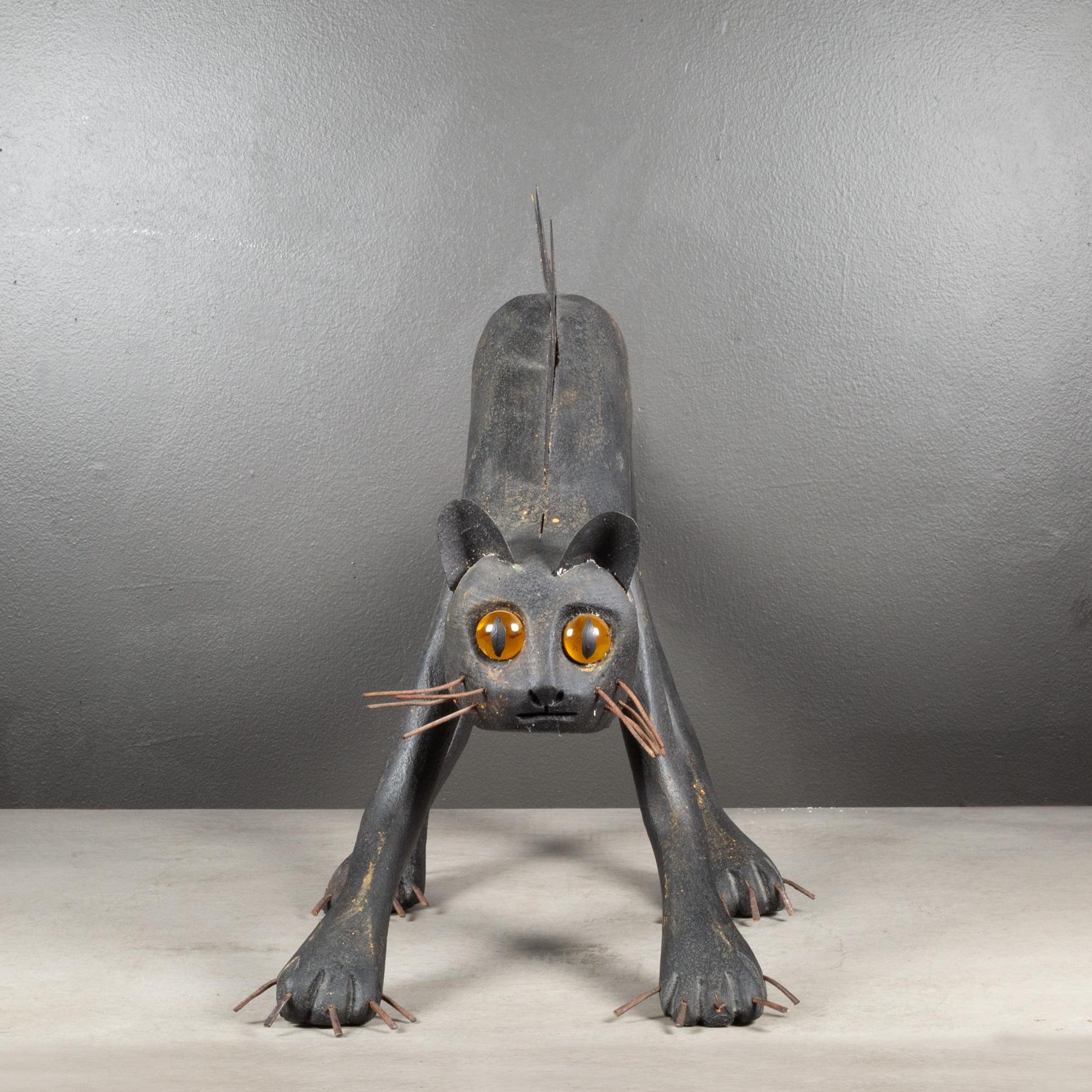 Handmade Folk Art Cat Sculpture c.1940-1960 1