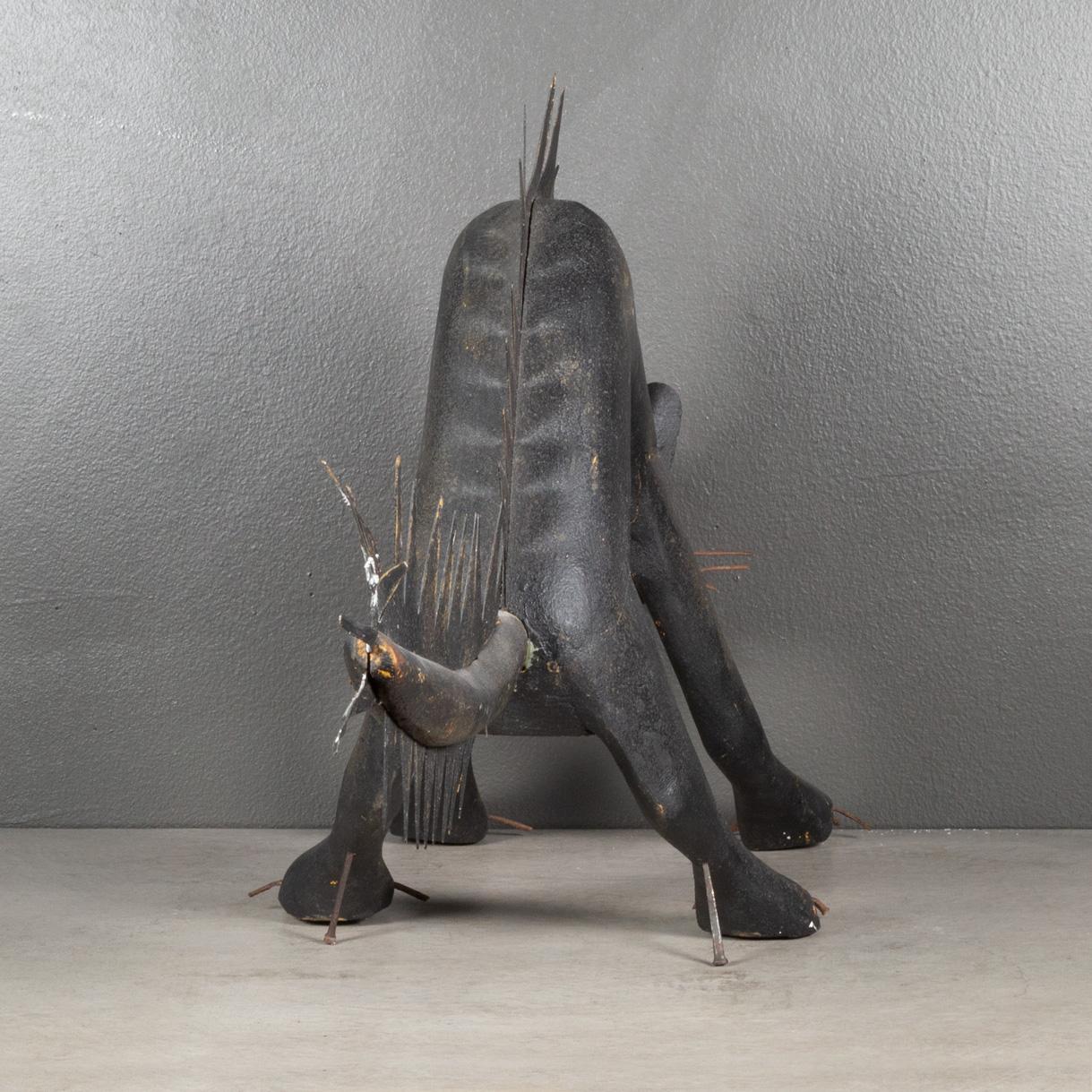 Handmade Folk Art Cat Sculpture c.1940-1960 2