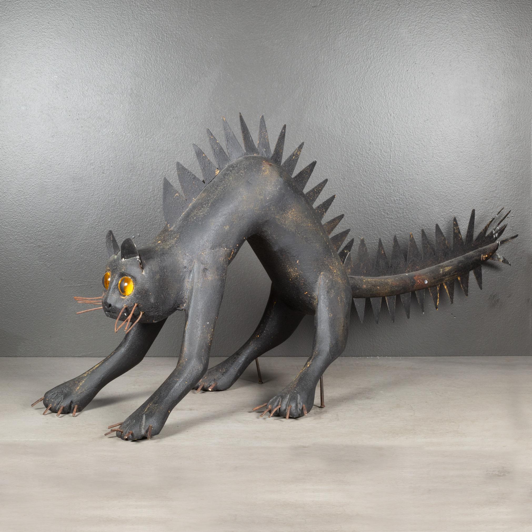 Handmade Folk Art Cat Sculpture c.1940-1960 4