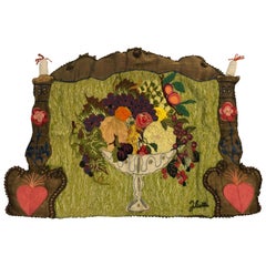 Handmade Folk Art Fruit Still Life Tapestry