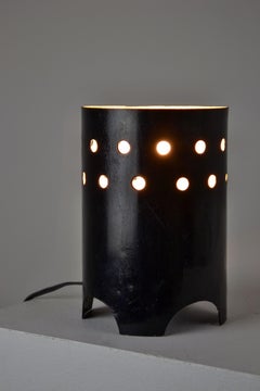 Handmade French Black Metal Table Lamp, Sculptural Design, Circa 1950