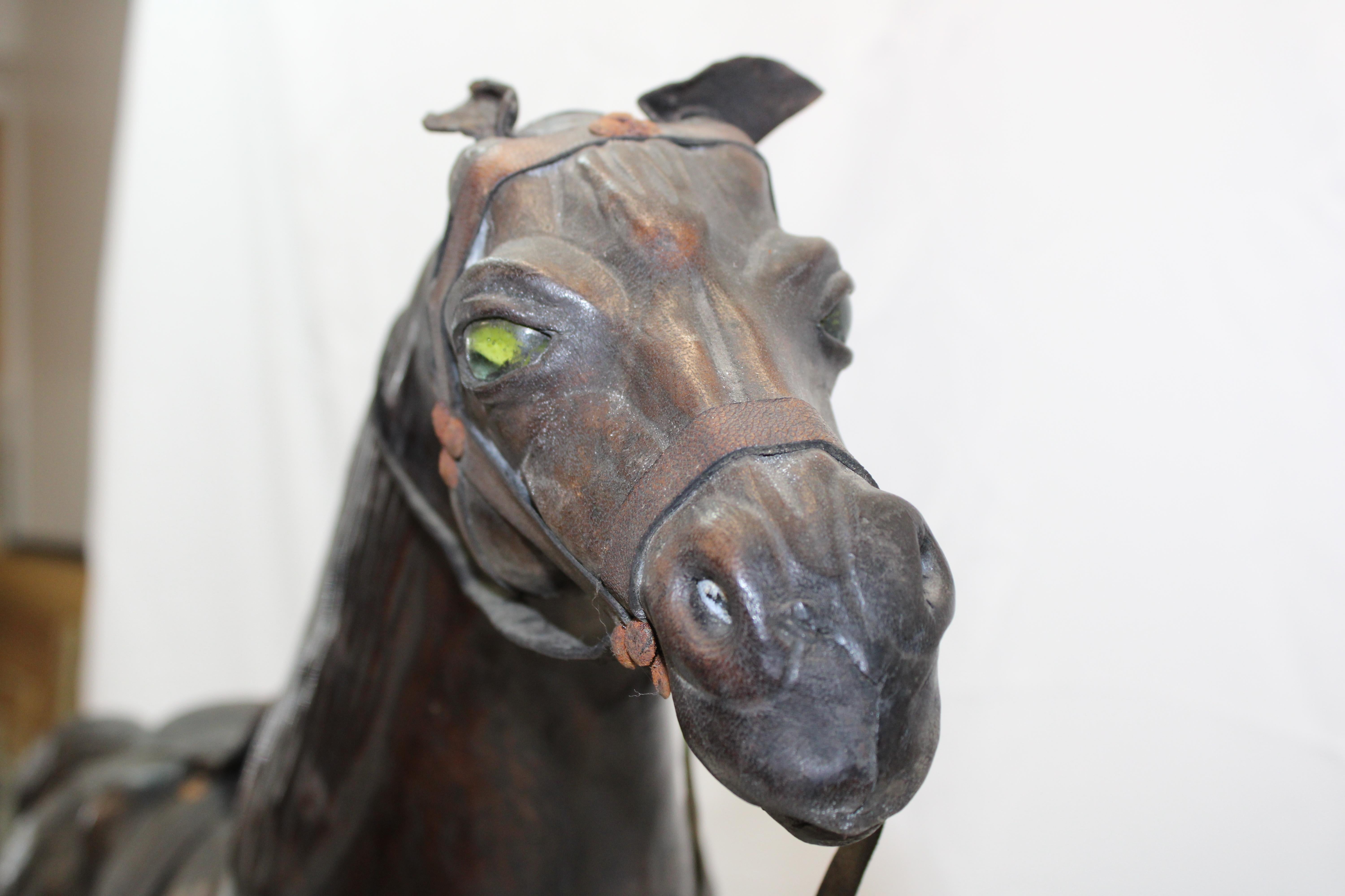 vintage leather horse statue