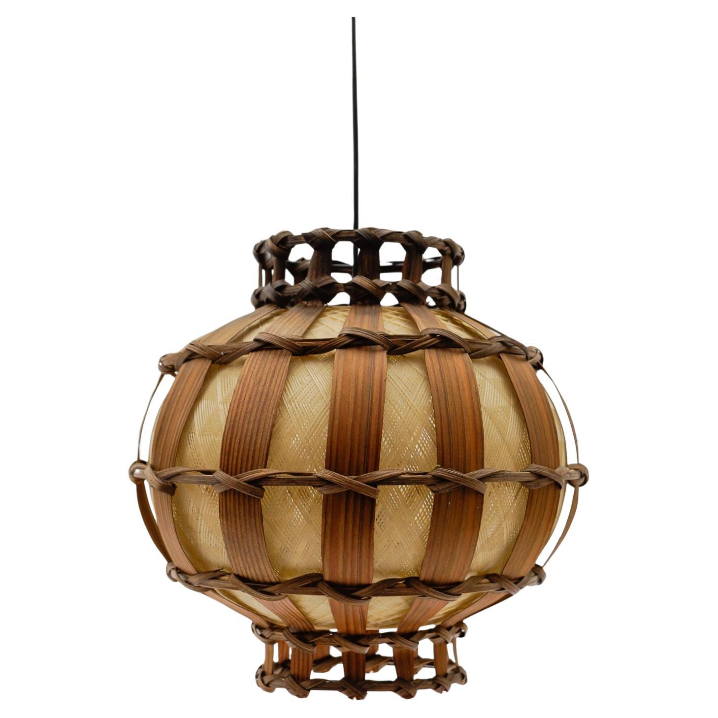 Handmade French Provincial Wooden Ceiling Lamp, 1960s en vente