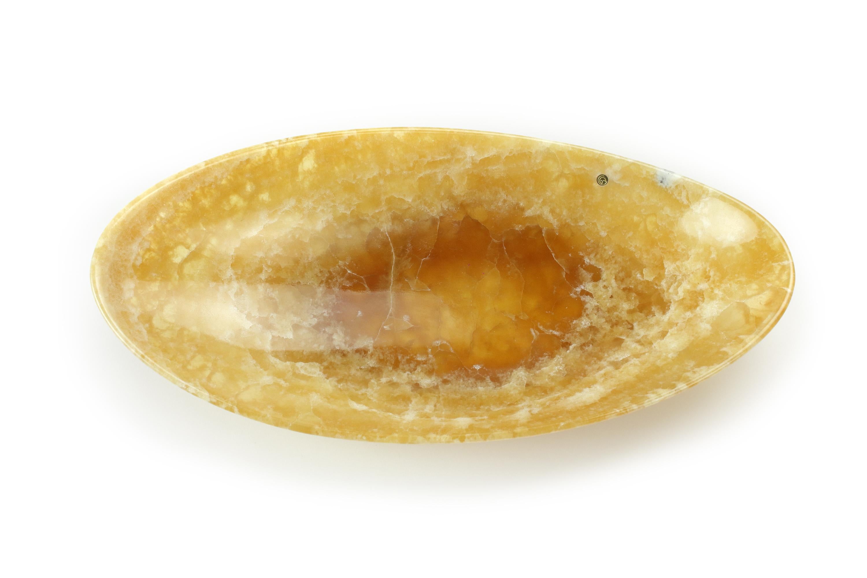 Ciotola Decorativa Centrotavola Servire Solido Ambra Onice Marmo Scolpito a Mano Italia in vendita 1