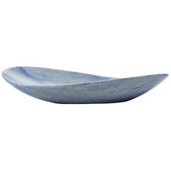 Bowl Vessel Serveware Decorative Centerpiece Blue Azul Marble Hand-carved Italy