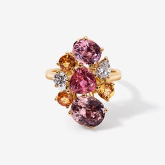 Handmade Gemstone Cluster Ring, 18k Gold