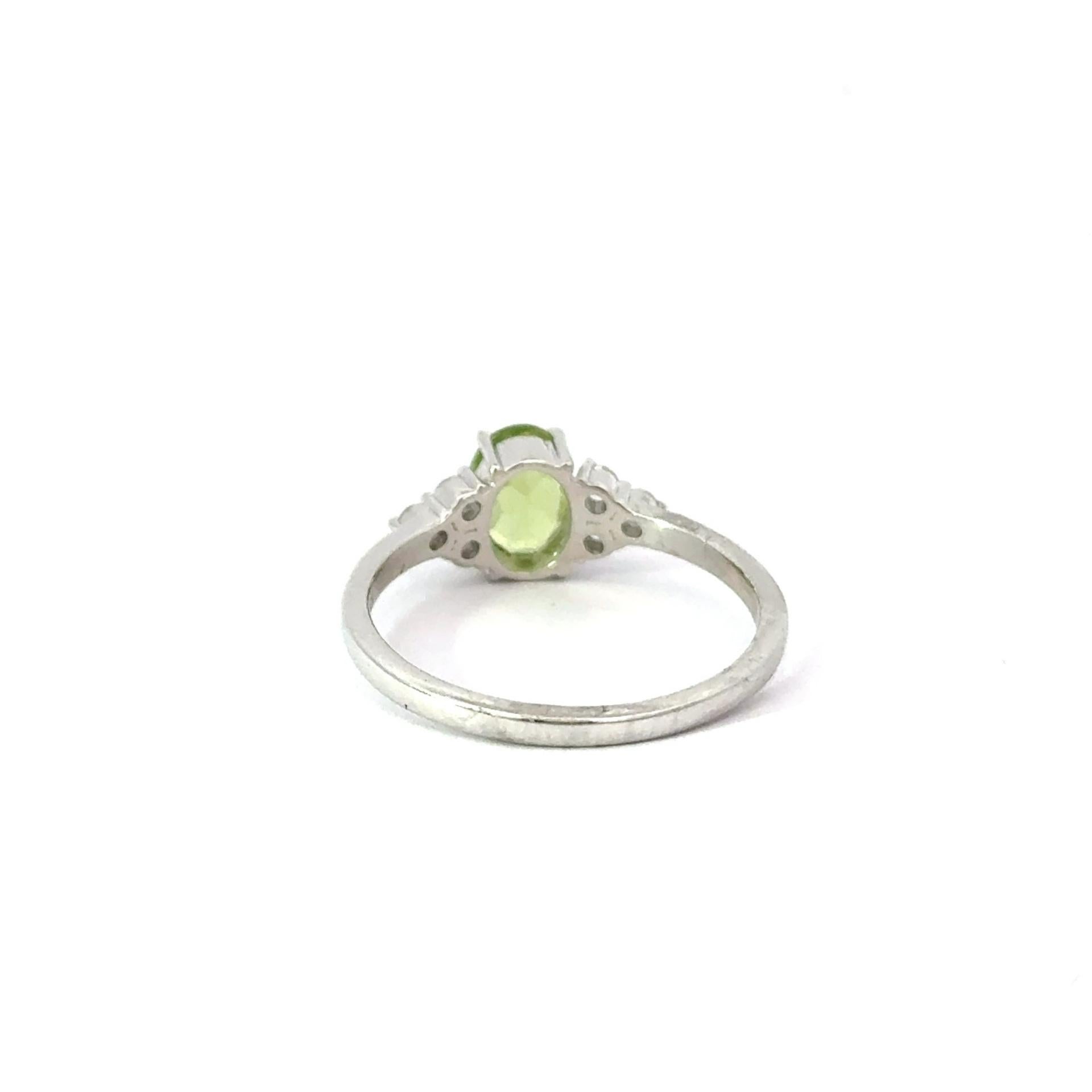 For Sale:  Handmade Genuine Peridot and CZ 925 Sterling Silver Promise Ring for Her 3