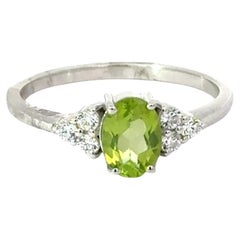 Anello di promessa in argento 925 con peridoto e CZ, fatto a mano, per la mamma.