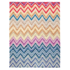 Handmade Geometric Contemporary Multi-Color Wool Kilim Rug