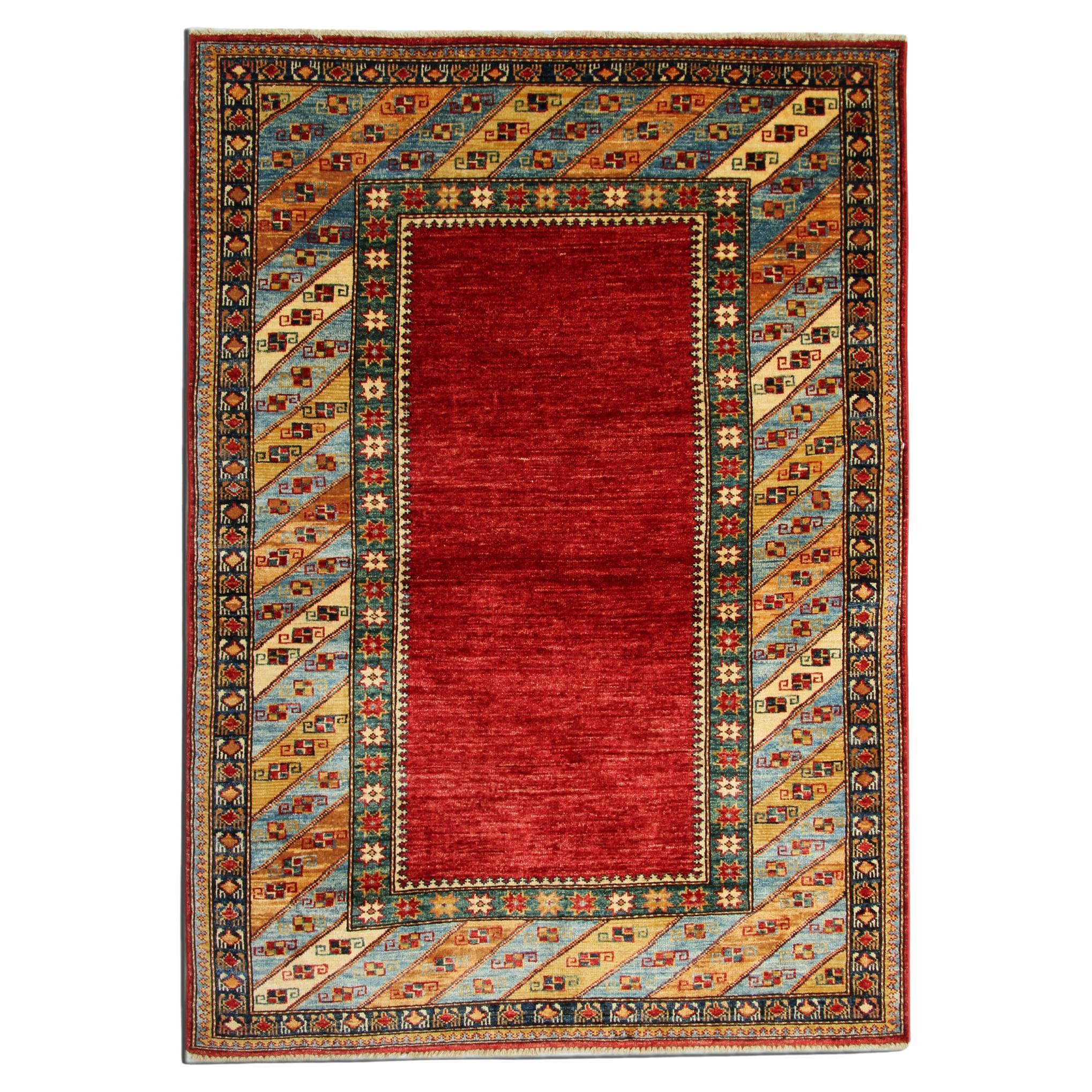 Handmade Geometric Rug, Red Carpet Modern Livingroom Rug For Sale