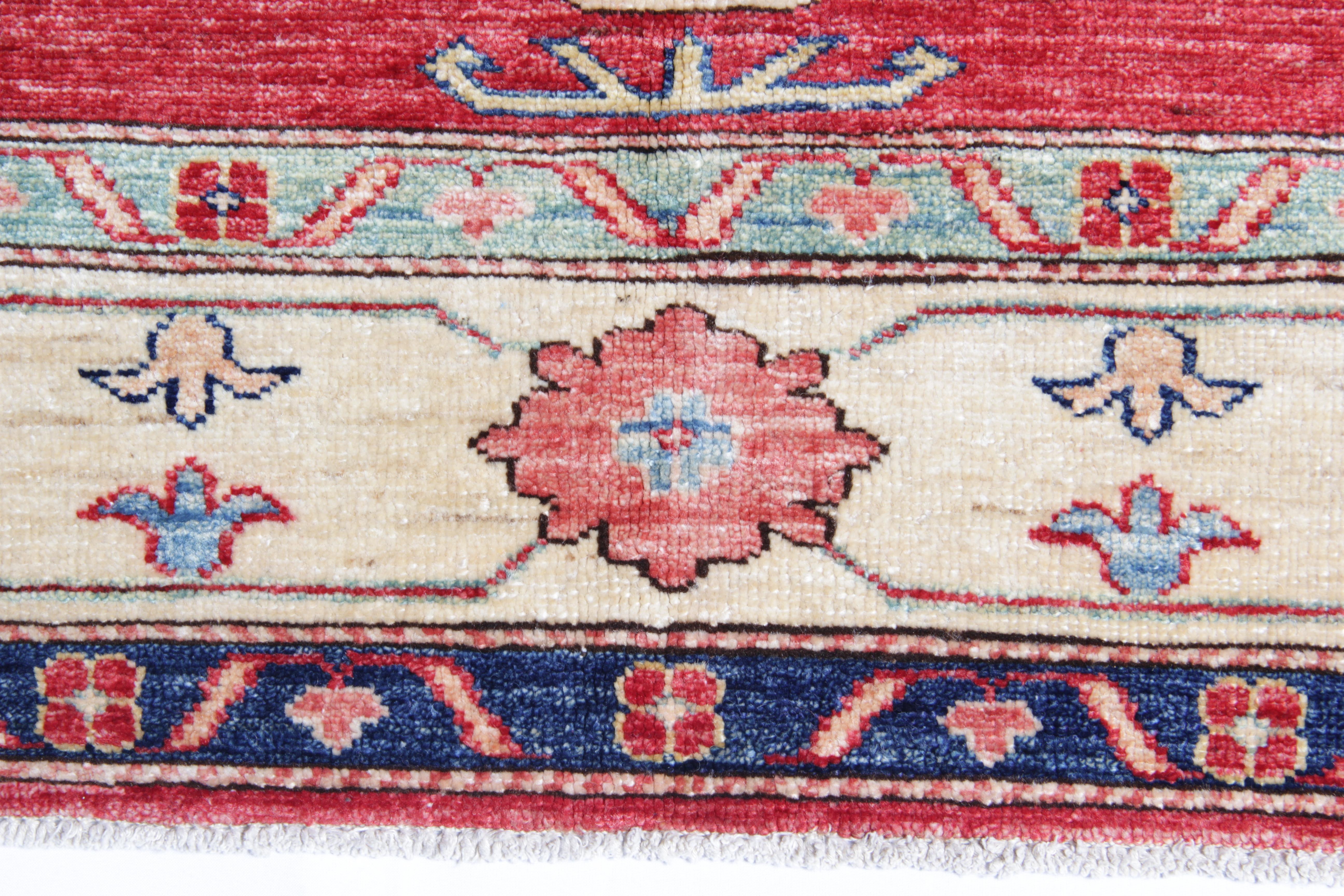 Hand-Knotted Handmade Geometric Rug, Red Medallion Carpet Traditional Livingroom Rug 145x203c For Sale