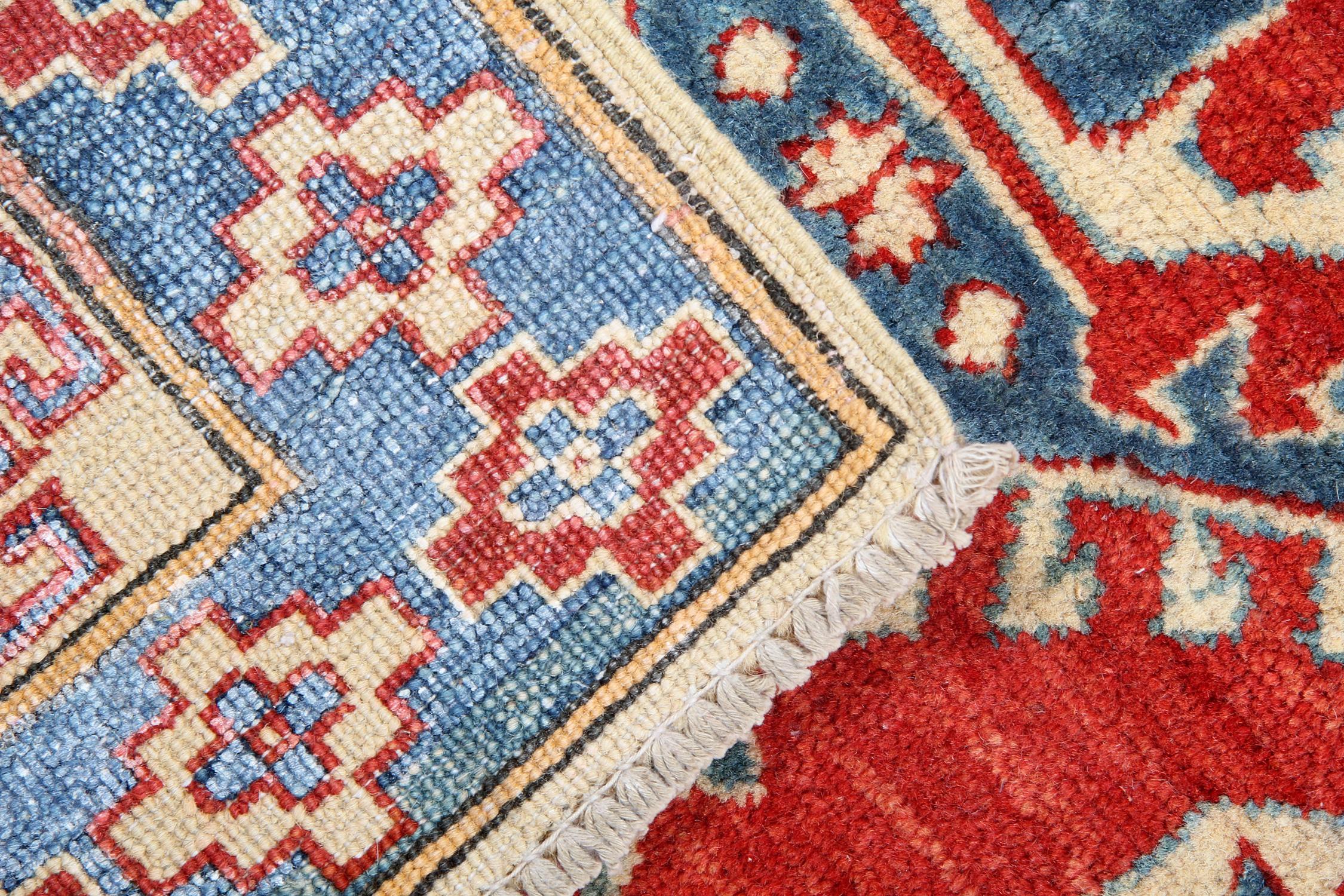 Afghan Handmade Geometric Rug, Red Medallion Carpet Traditional Livingroom Rug 232x346c For Sale
