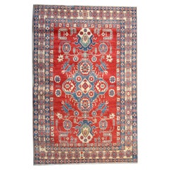 Vintage Handmade Geometric Rug, Red Medallion Carpet Traditional Livingroom Rug 232x346c