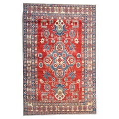 Retro Handmade Geometric Rug, Red Medallion Carpet Traditional Livingroom Rug 232x346c