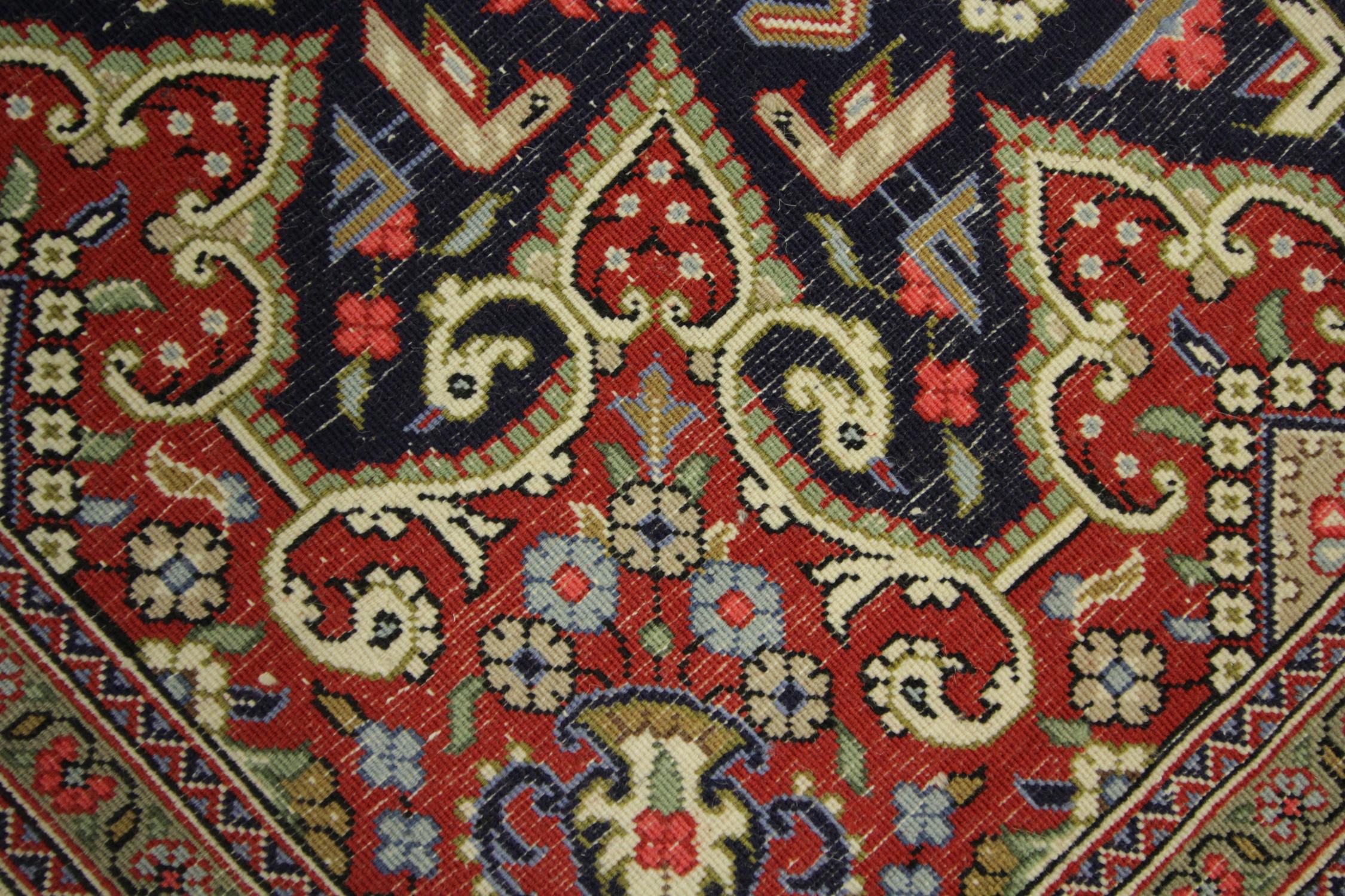 Handgefertigter geometrischer Teppich aus Wolle, traditioneller Teppich im Angebot 2