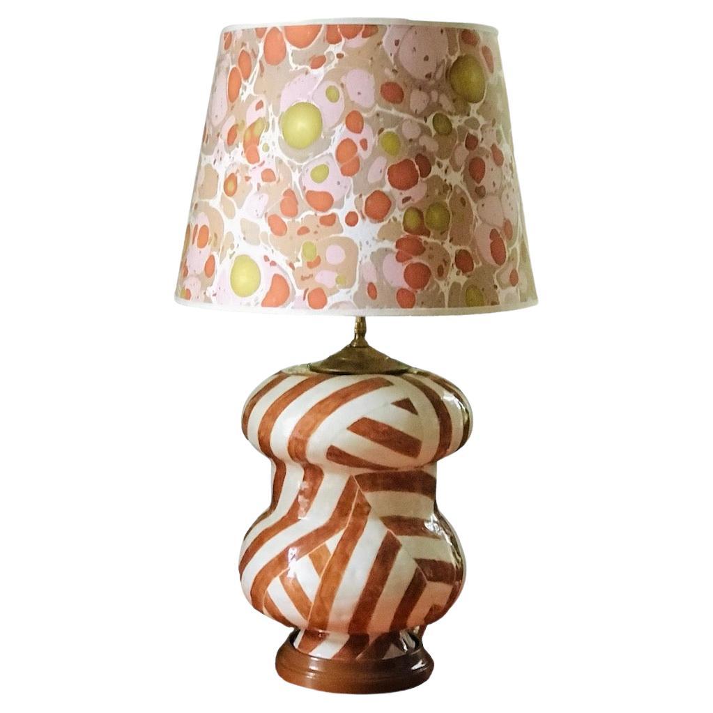Handmade Geometric Striped Lamp For Sale