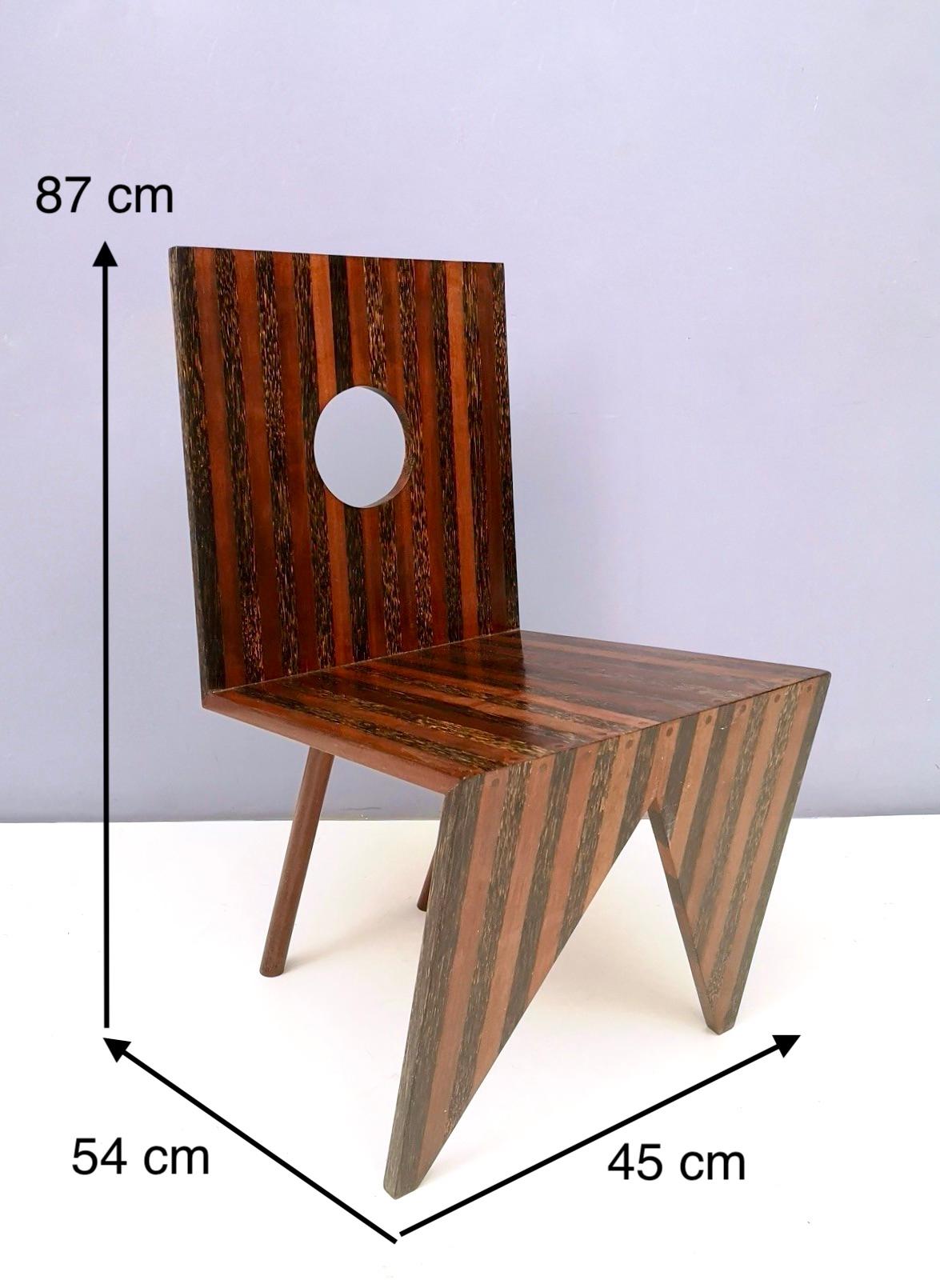 Handgefertigter geometrischer Beistellstuhl aus Massivholz, Italien, 1980er Jahre im Angebot 5